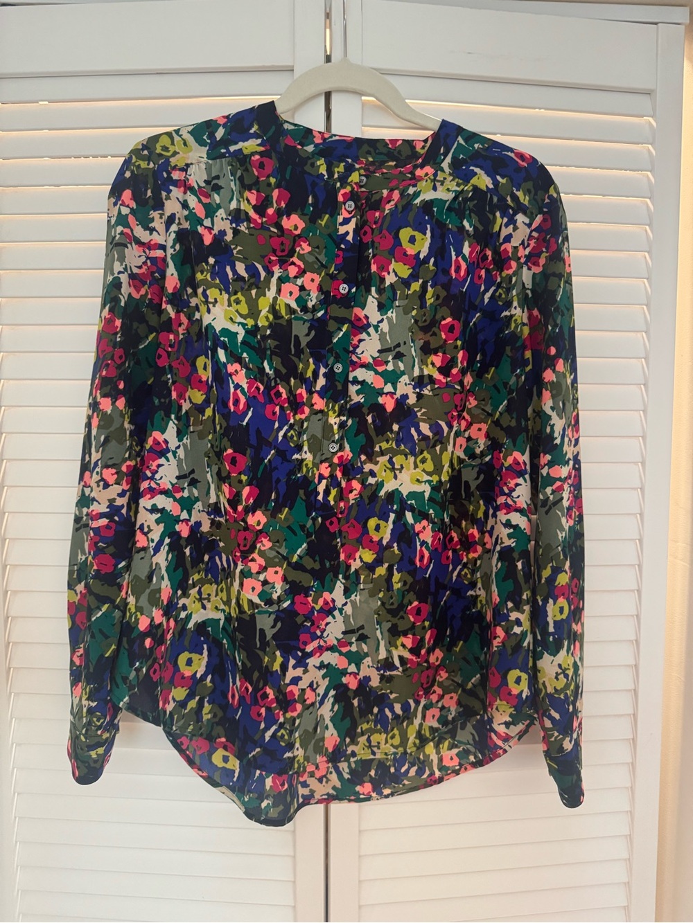 J. Crew Multicolor Floral Button-Up Blouse